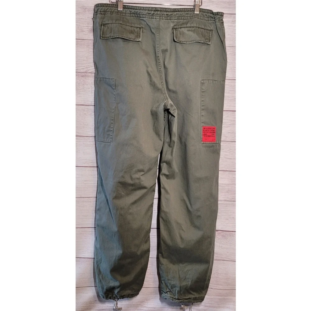 Vintage 90s Structure Men Zip Cargo Pants Utility Size M Army Green X-Marlin